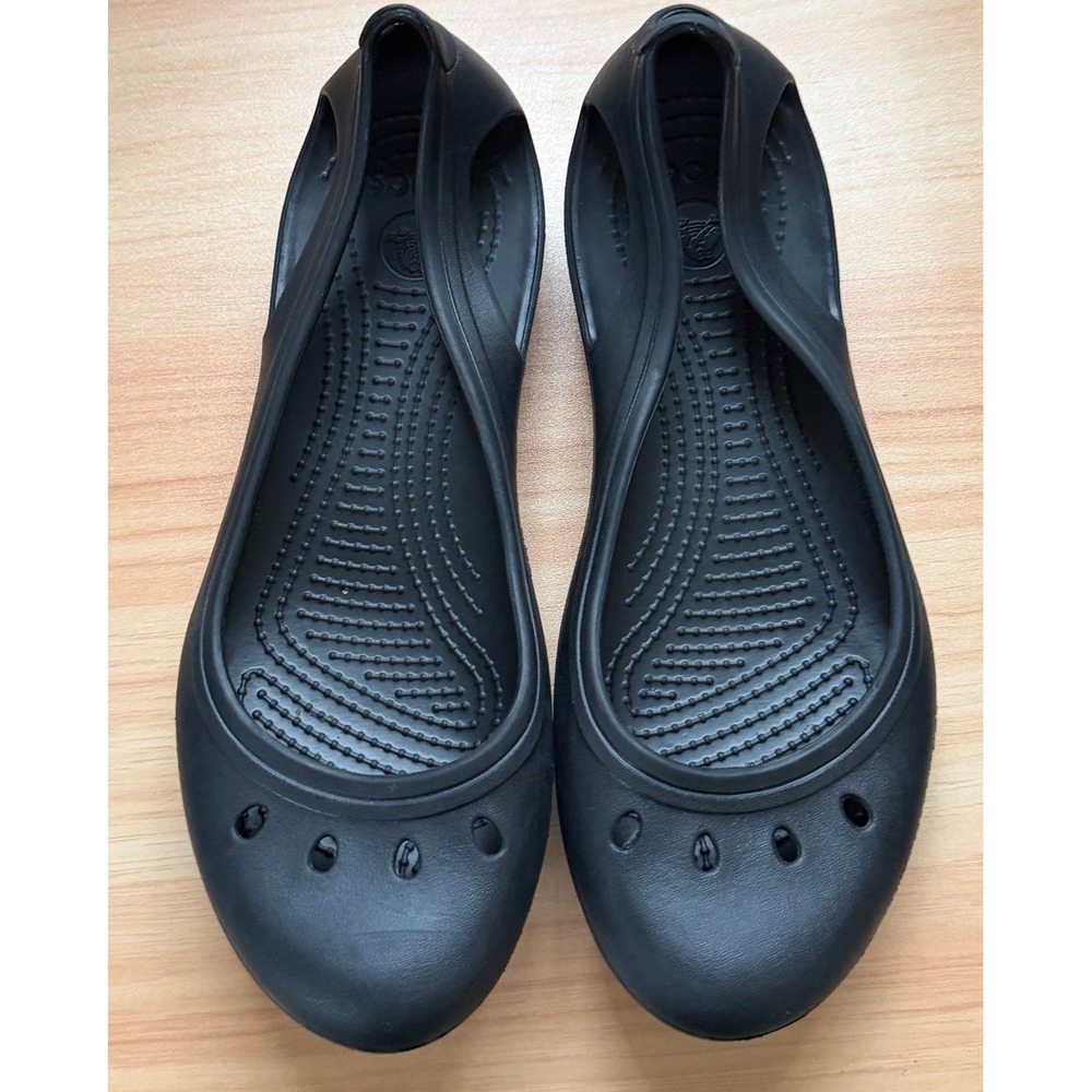 Crocs Size‎ 9 Black Ballet Flat Slip On Comfort Shoes Summer Beach Mary Jane